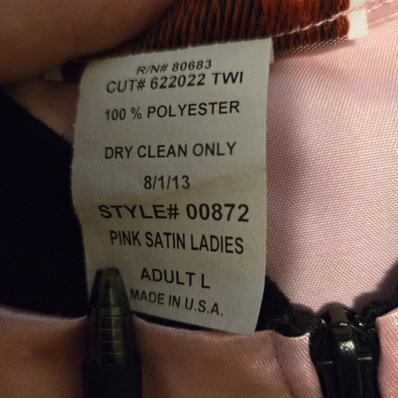 Charades Pink Ladies Satin Costume Jacket In Sizr Large Inspired By Grease - Picture 4 of 7
